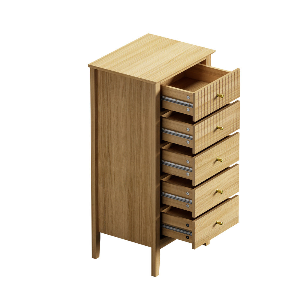 5 Chest of Drawers Dresser Tallboy Storage Cabinet Natural