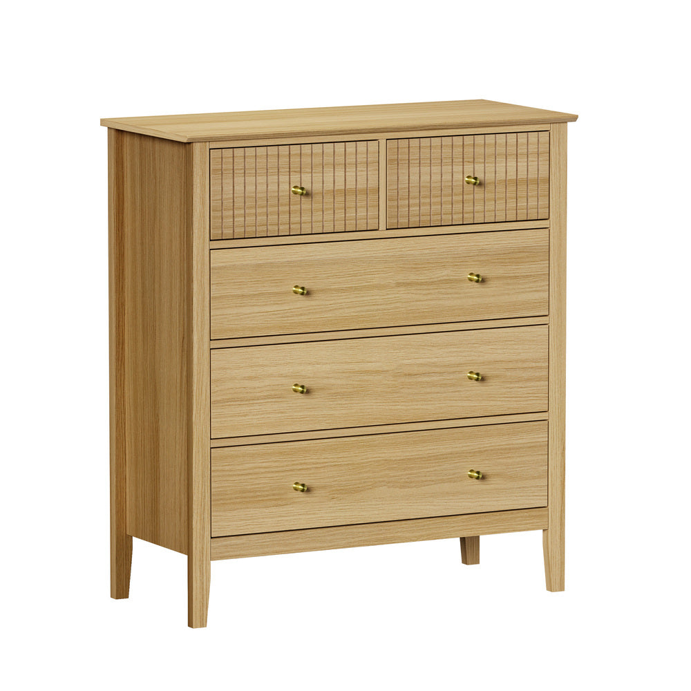 5 Chest of Drawers Dresser Tallboy Storage Cabinet Natural