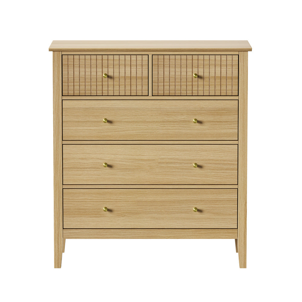 5 Chest of Drawers Dresser Tallboy Storage Cabinet Natural