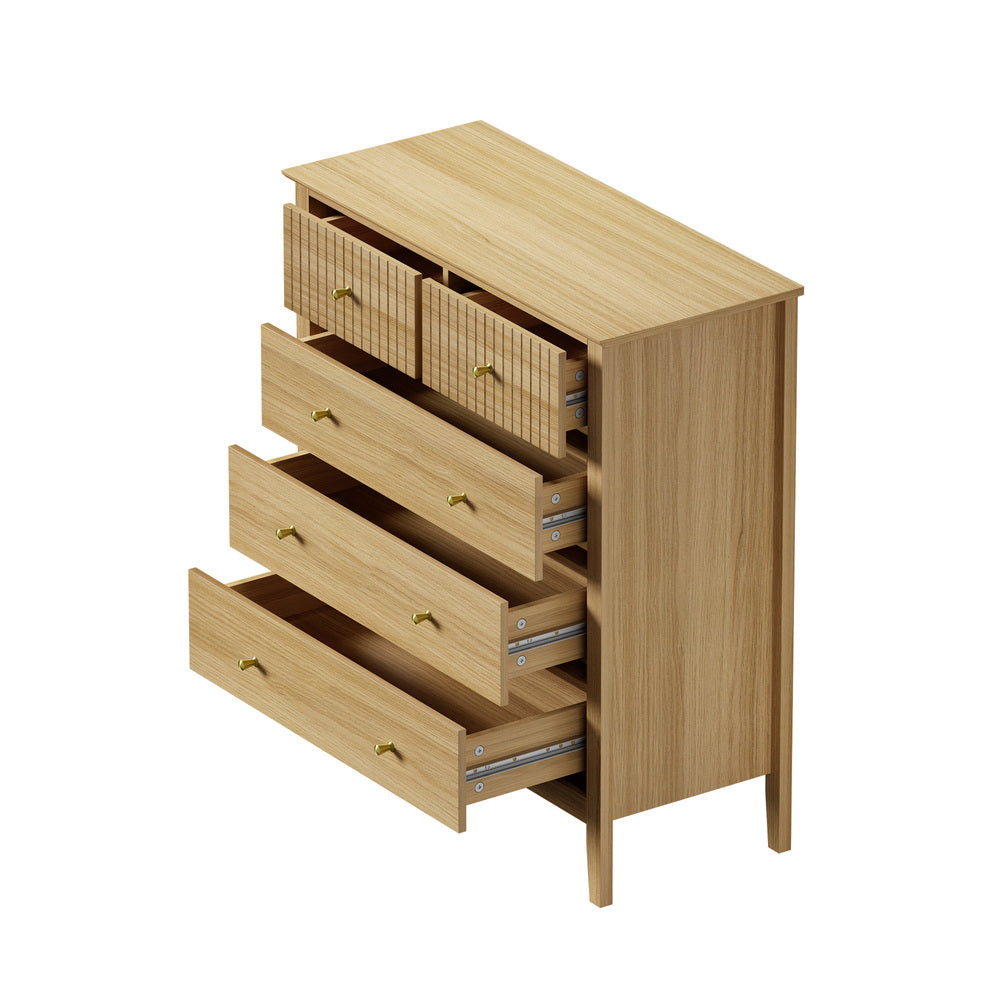 5 Chest of Drawers Dresser Tallboy Storage Cabinet Natural