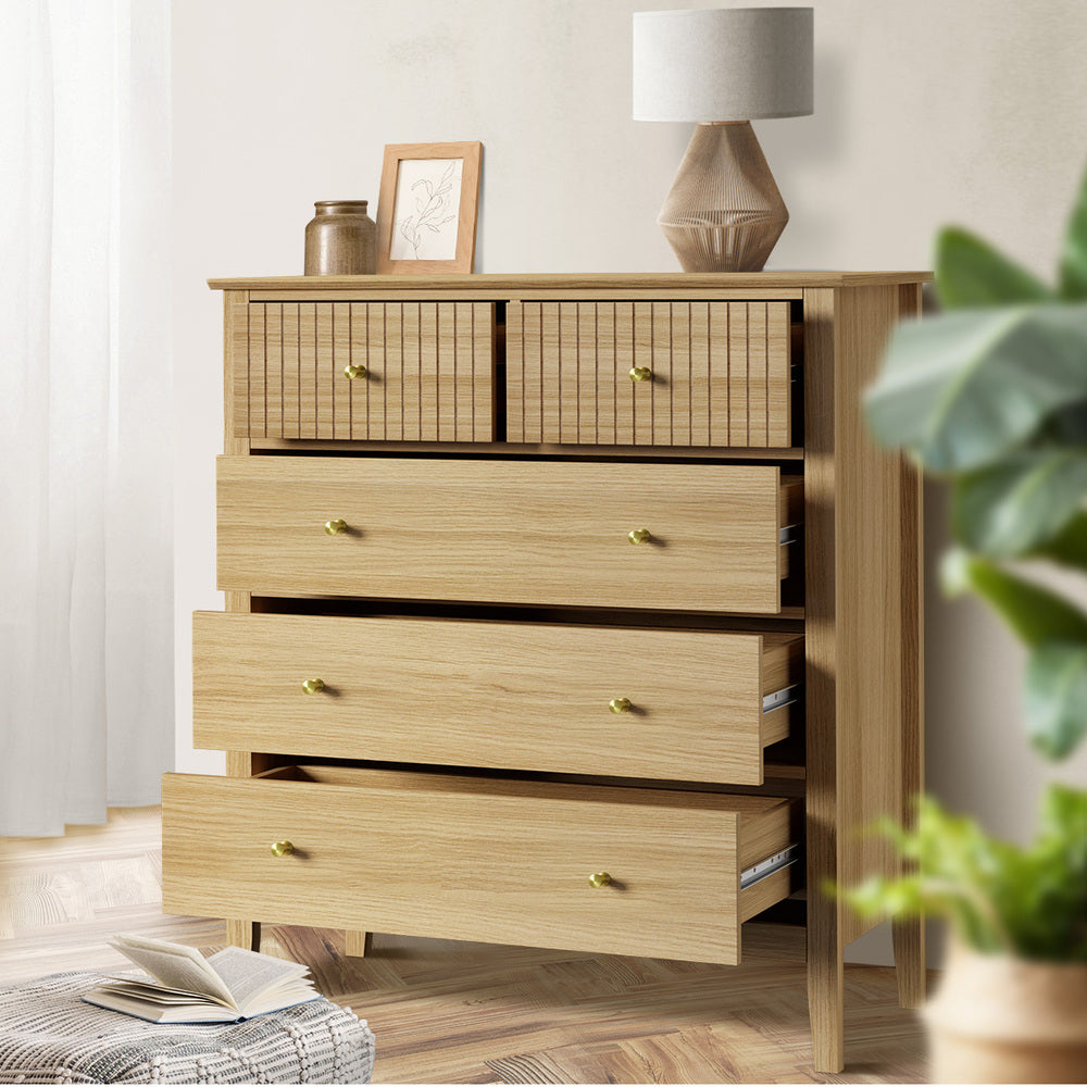 5 Chest of Drawers Dresser Tallboy Storage Cabinet Natural