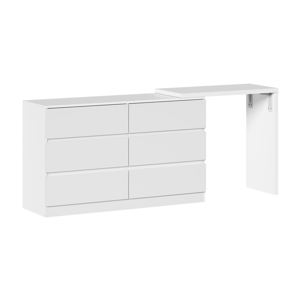 6 Chest of Drawers Dresser with Side Table Black