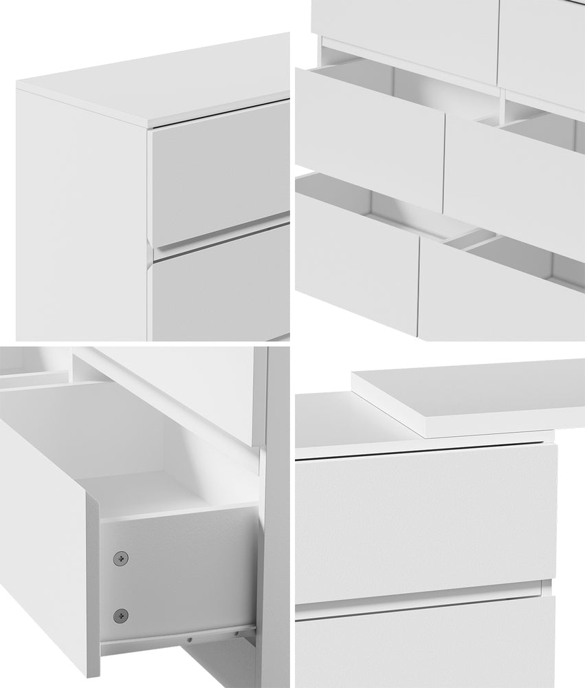 6 Chest of Drawers Dresser with Side Table Black