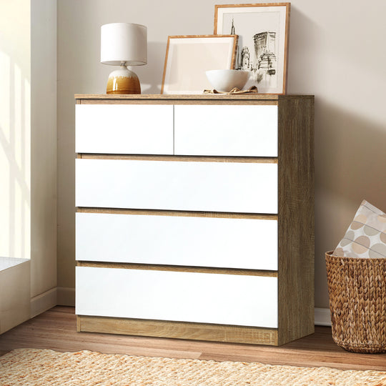 5 Chest of Drawers Tallboy Cabinet Dresser Table Wooden