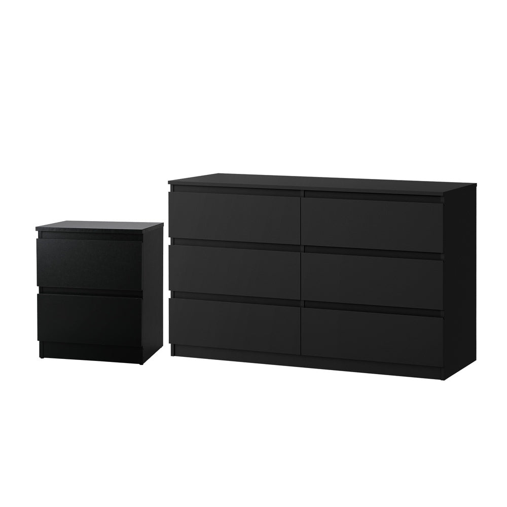 6 Chest of Drawers and Bedside Table Cabinet Bedroom Set