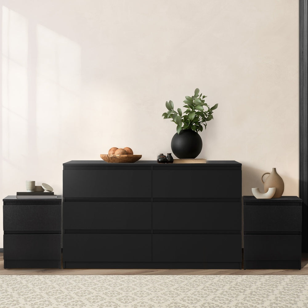 6 Chest of Drawers and Bedside Table Cabinet Bedroom Set