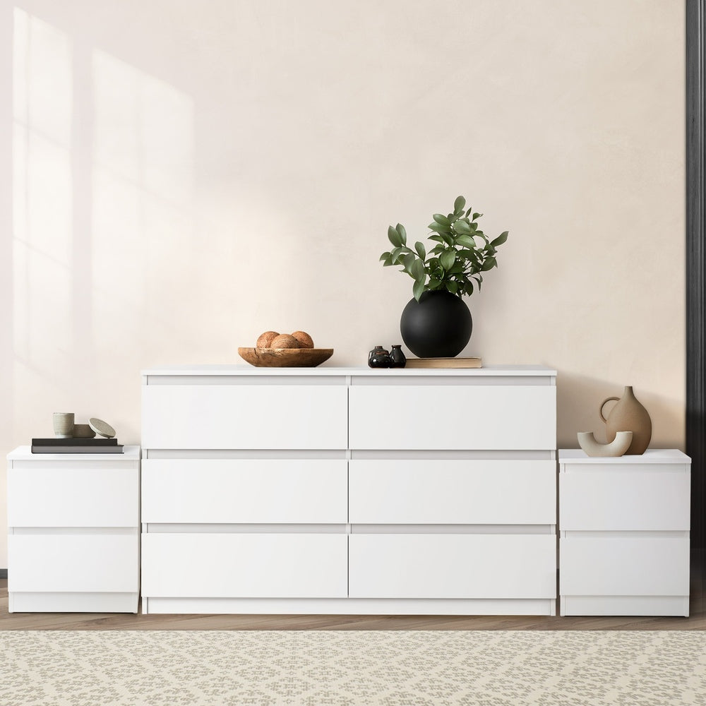 6 Chest of Drawers and Bedside Table Cabinet Bedroom Set