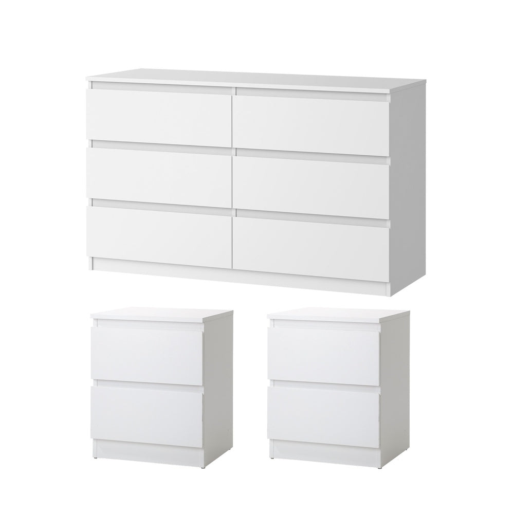 6 Chest of Drawers and Bedside Table Cabinet Bedroom Set