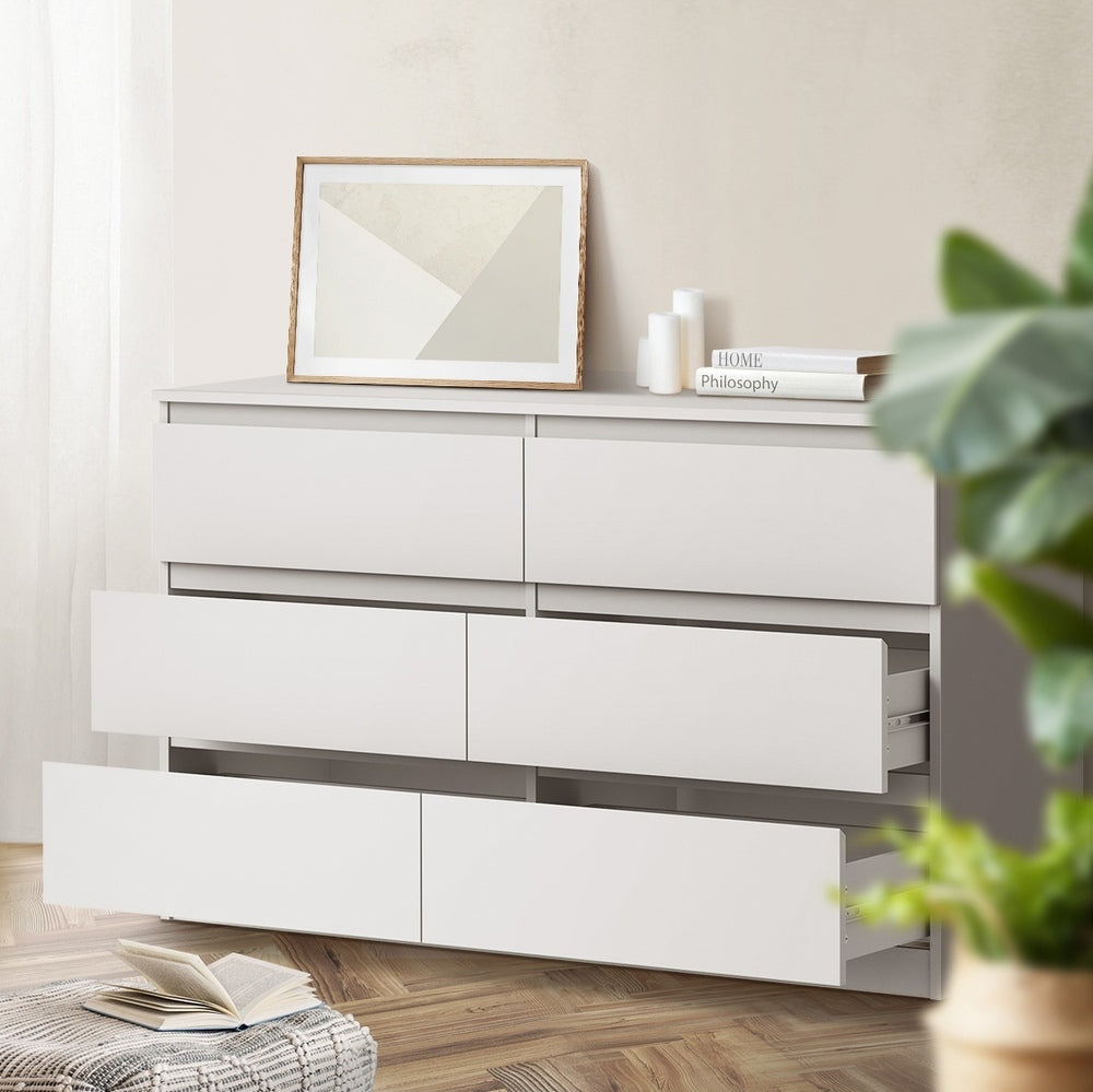 6 Chest of Drawers and Bedside Table Cabinet Bedroom Set