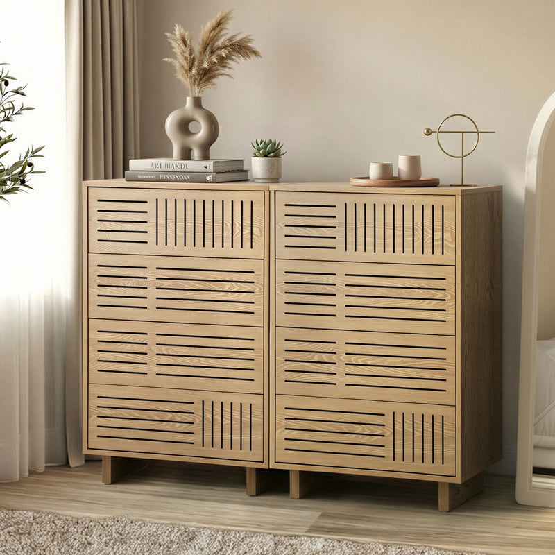 Chest Of Drawers 4 Drawer Storage Cabinet Tallboy Natural