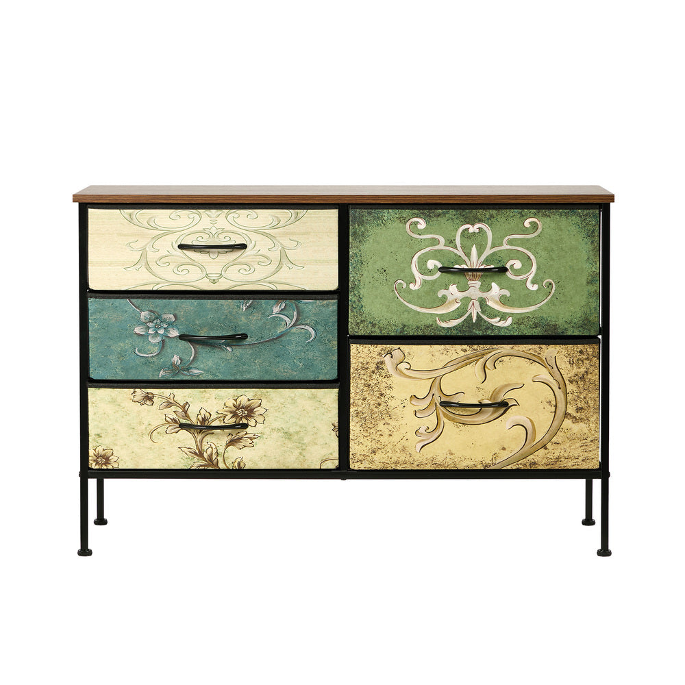 Lowboy 5 Chest Of Drawers Cabinet Retro