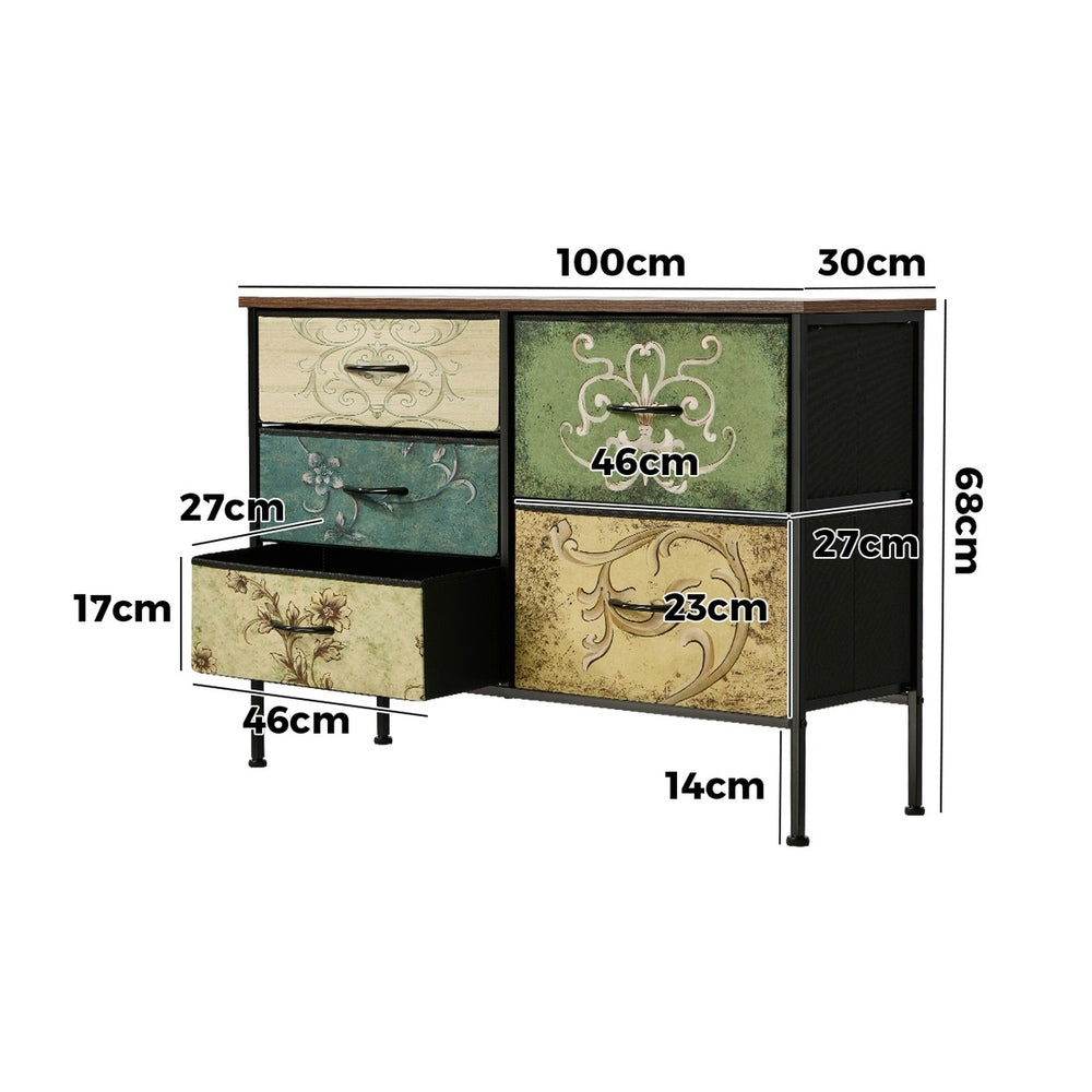 Lowboy 5 Chest Of Drawers Cabinet Retro