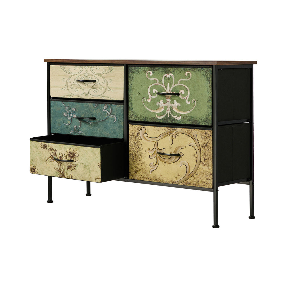 Lowboy 5 Chest Of Drawers Cabinet Retro