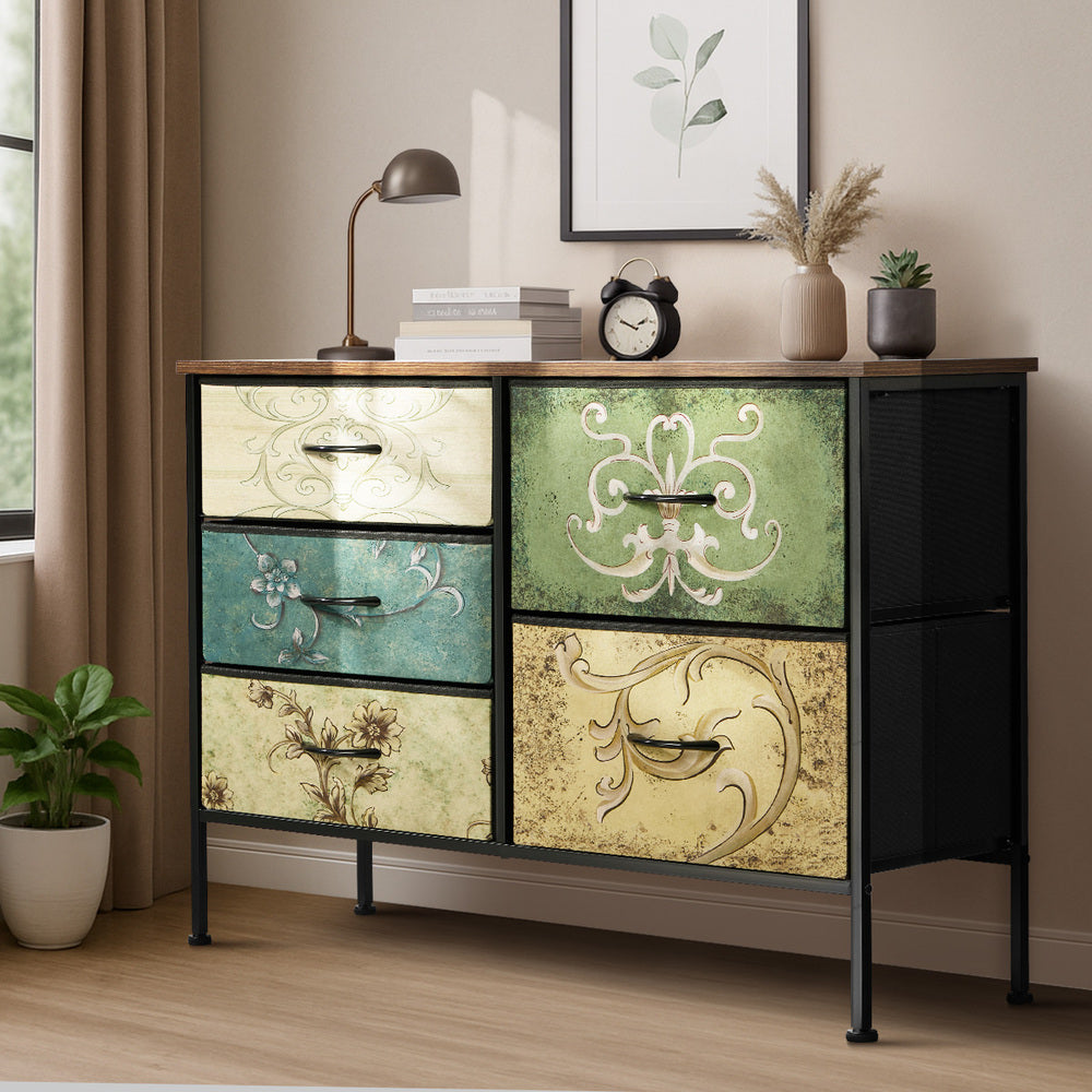Lowboy 5 Chest Of Drawers Cabinet Retro