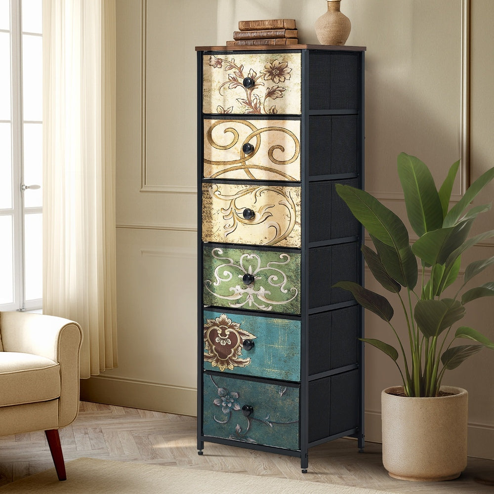 Chest of Drawers - 8 6 &9-Drawer Chest Fabric Tallboy Retro Vintage Dresser Bedroom Storage Organizer - photo 11
