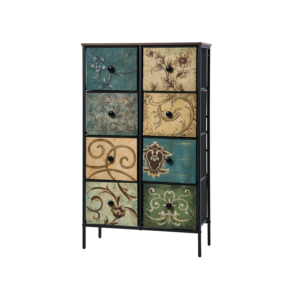 8 6 &9-Drawer Chest Fabric Tallboy Retro Vintage Dresser Bedroom Storage Organizer with Chest of Drawers