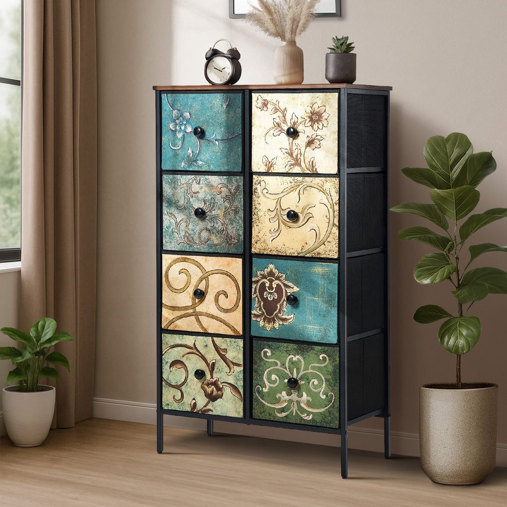8 6 &9-Drawer Chest Fabric Tallboy Retro Vintage Dresser Bedroom Storage Organizer, Chest of Drawers