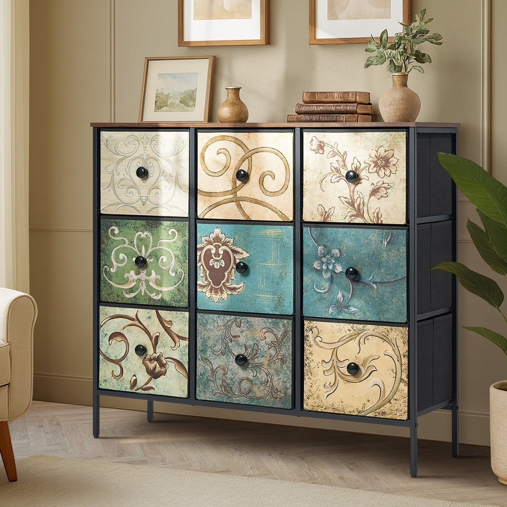 Chest of Drawers - 8 6 &9-Drawer Chest Fabric Tallboy Retro Vintage Dresser Bedroom Storage Organizer - photo 21