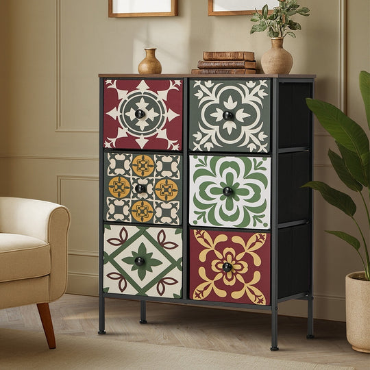 6 Chest Of Drawers Retro Tallboy Dresser Foldable Fabric - Cod Clow