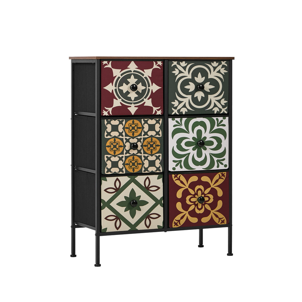 6 Chest Of Drawers Retro Tallboy Dresser Foldable Fabric