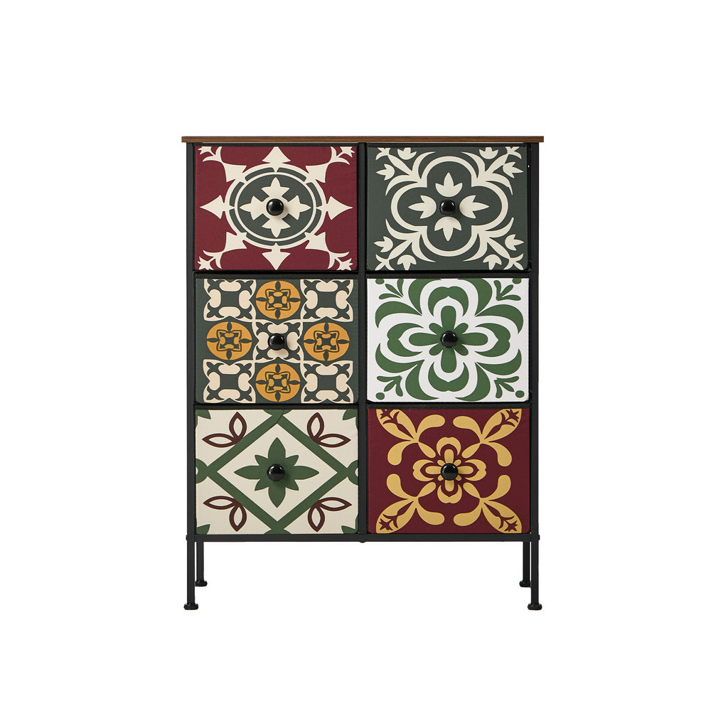 6 Chest Of Drawers Retro Tallboy Dresser Foldable Fabric