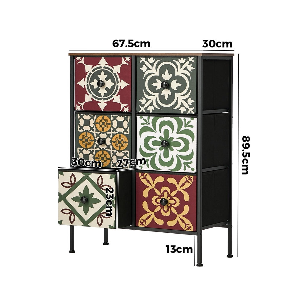 6 Chest Of Drawers Retro Tallboy Dresser Foldable Fabric