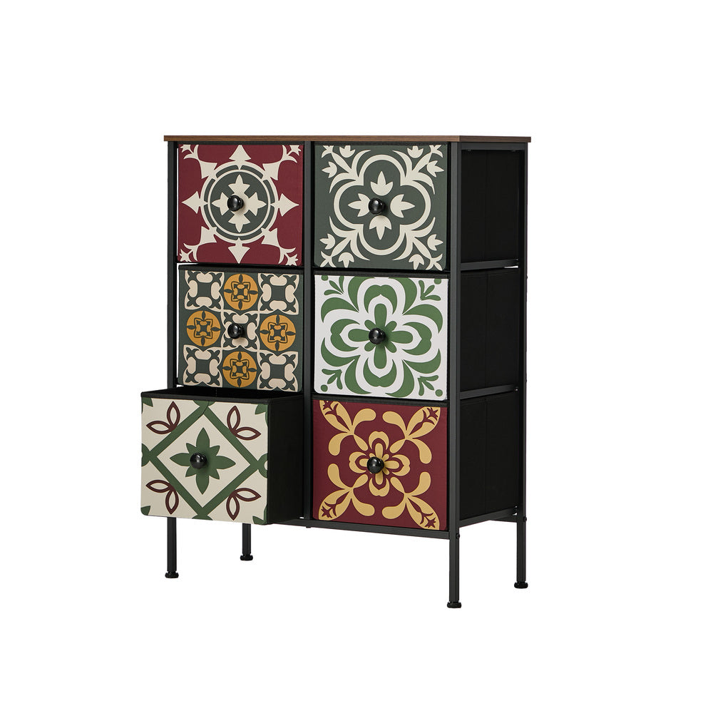6 Chest Of Drawers Retro Tallboy Dresser Foldable Fabric