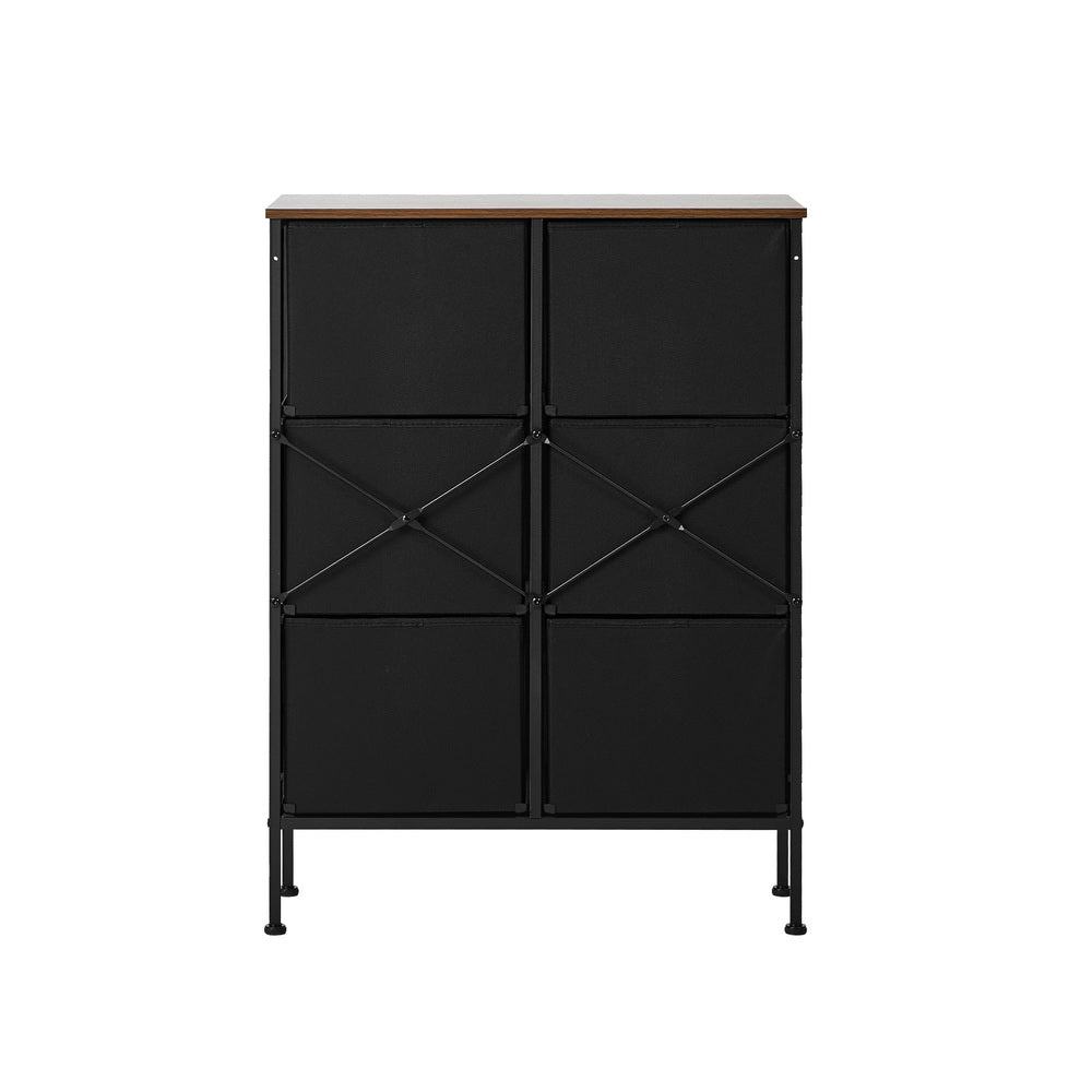 6 Chest Of Drawers Retro Tallboy Dresser Foldable Fabric