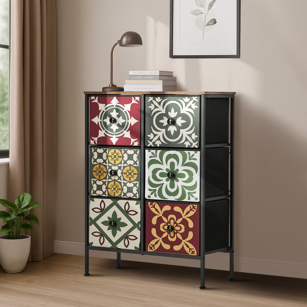6 Chest Of Drawers Retro Tallboy Dresser Foldable Fabric