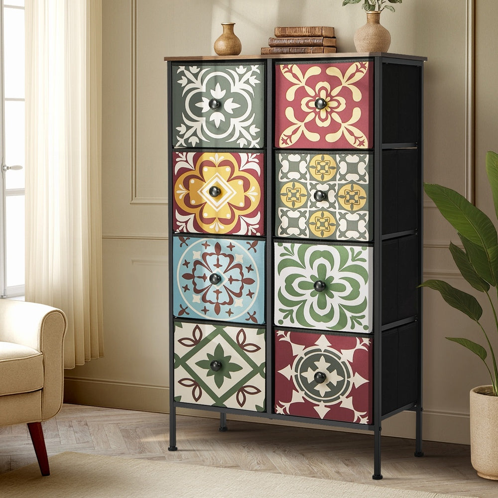 8 Drawer Tallboy Dresser Retro Fabric | Simpledeals