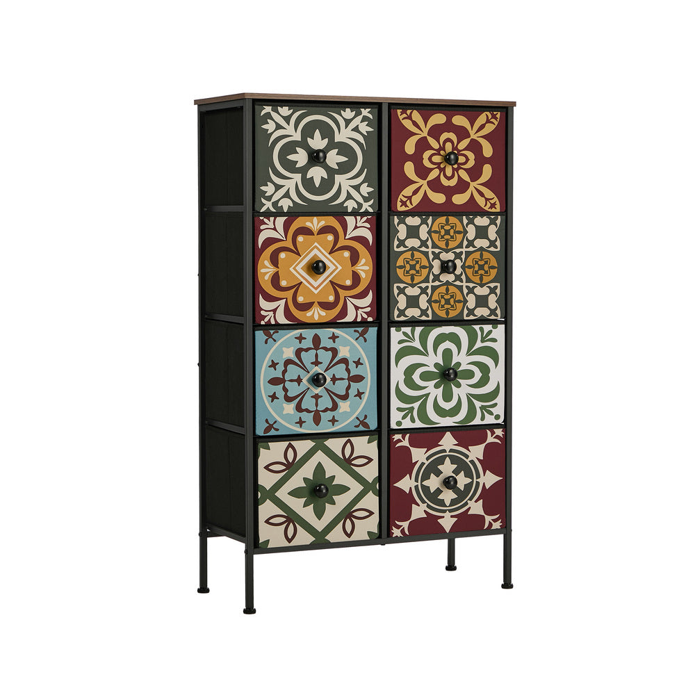 8 Drawer Tallboy Dresser Retro Fabric | Simpledeals