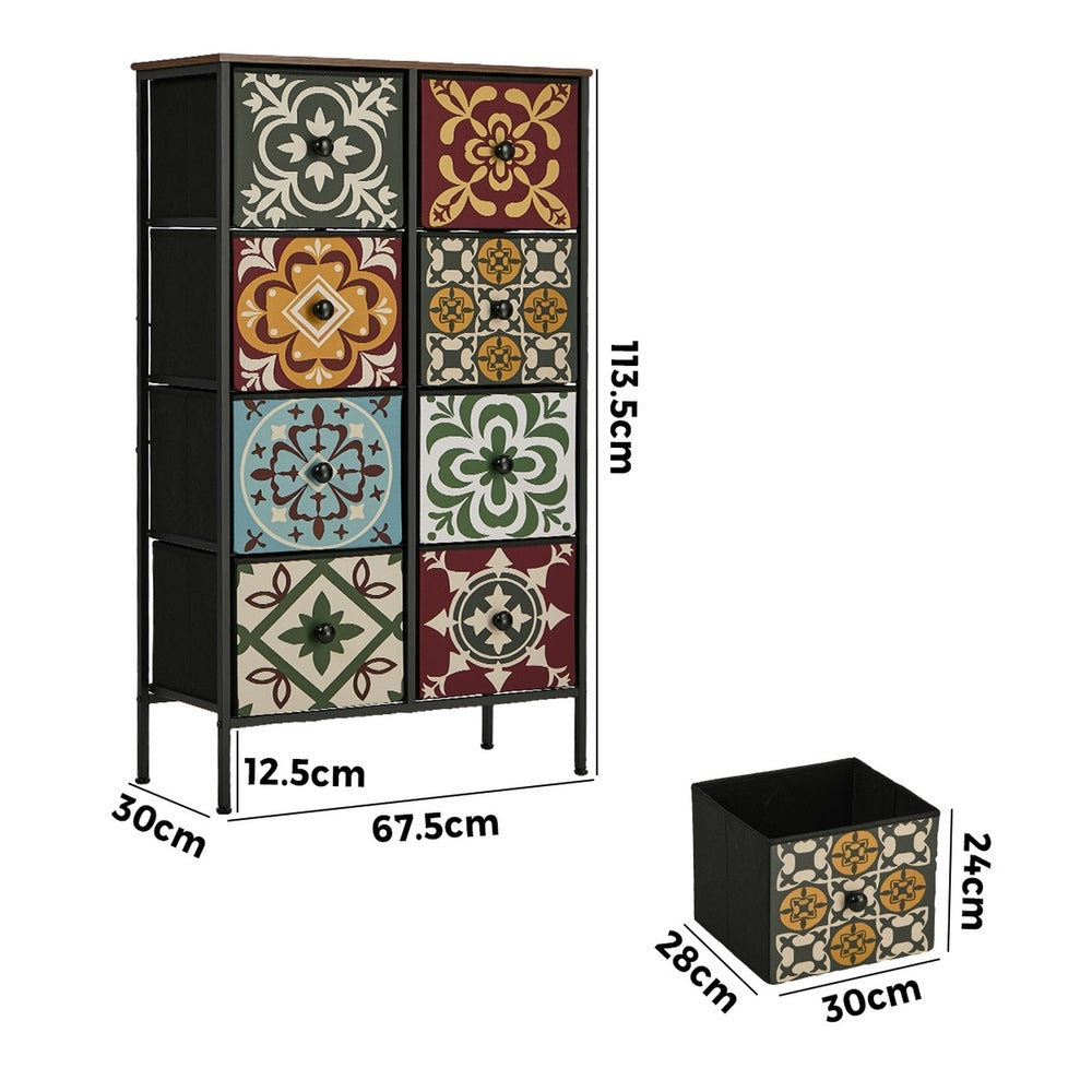 8 Drawer Tallboy Dresser Retro Fabric | Simpledeals