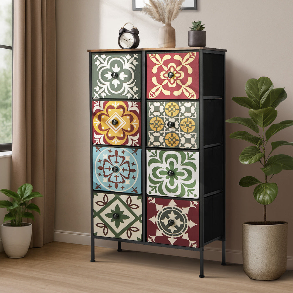 8 Drawer Tallboy Dresser Retro Fabric | Simpledeals