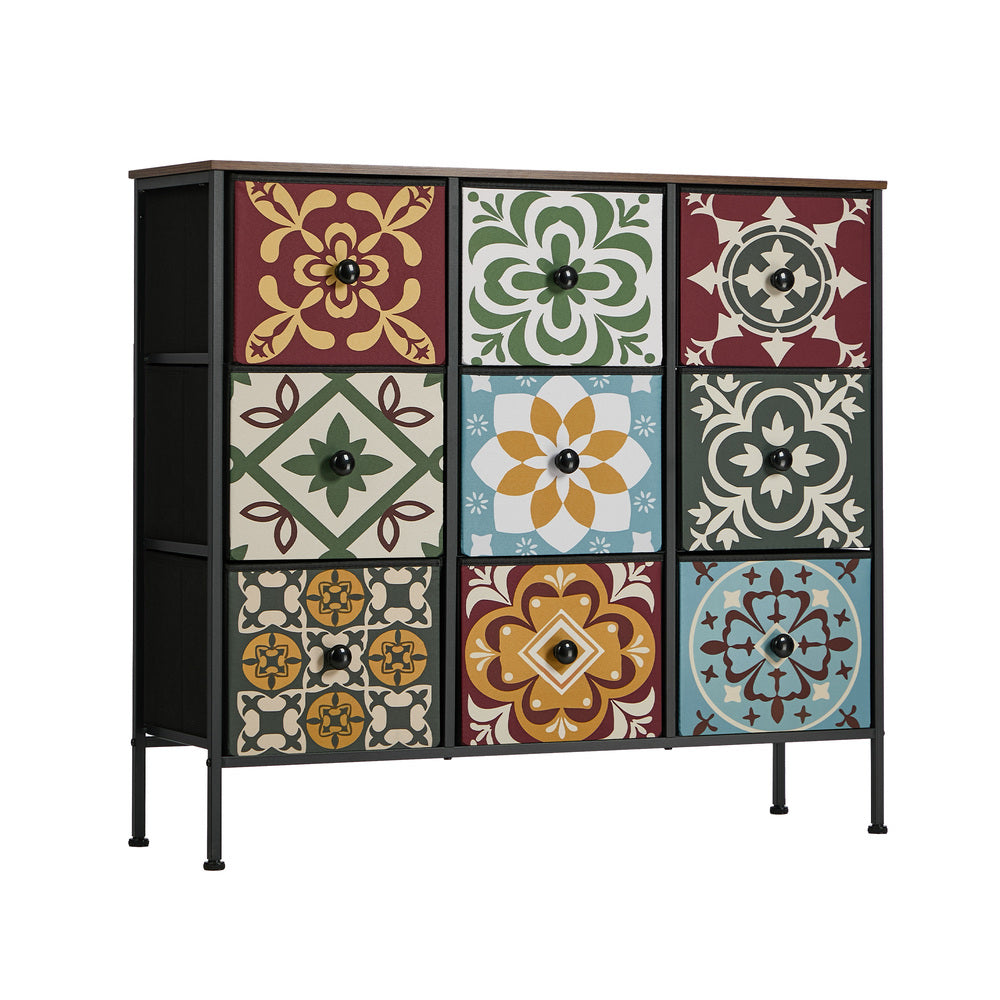 9 Drawer Retro Tallboy Fabric Dresser | Simpledeals