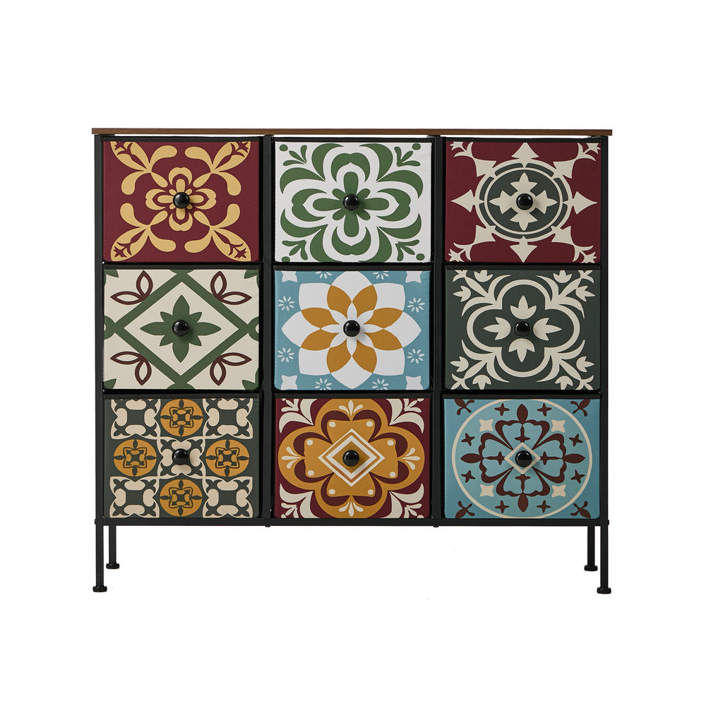 9 Drawer Retro Tallboy Fabric Dresser | Simpledeals