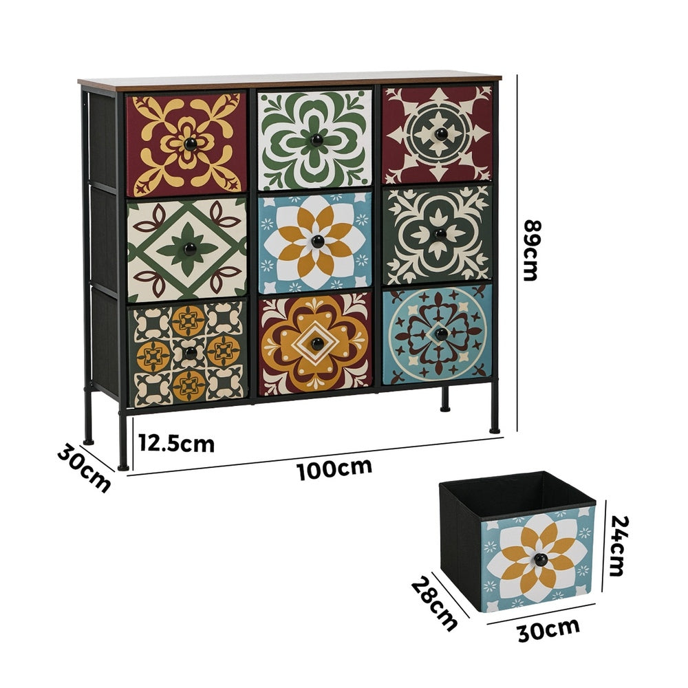 9 Drawer Retro Tallboy Fabric Dresser | Simpledeals
