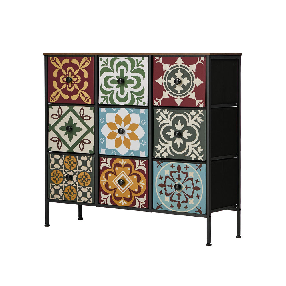 9 Drawer Retro Tallboy Fabric Dresser | Simpledeals