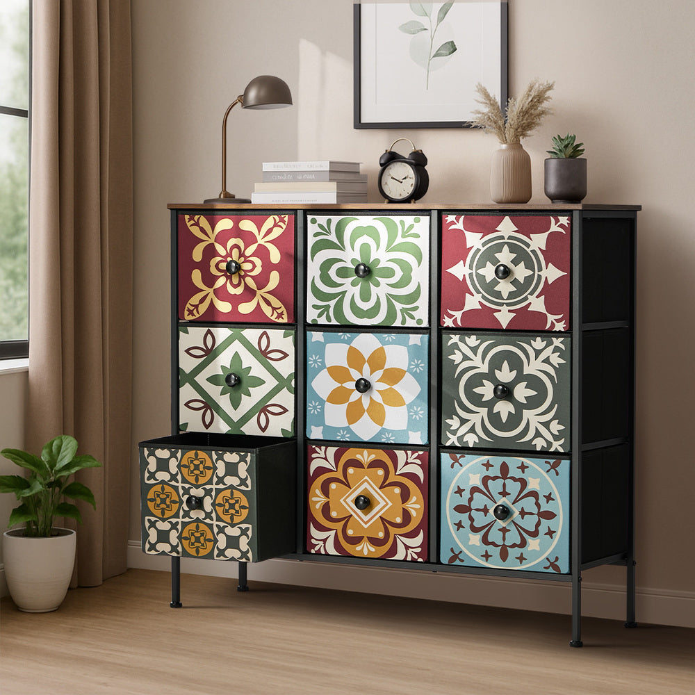 9 Drawer Retro Tallboy Fabric Dresser | Simpledeals