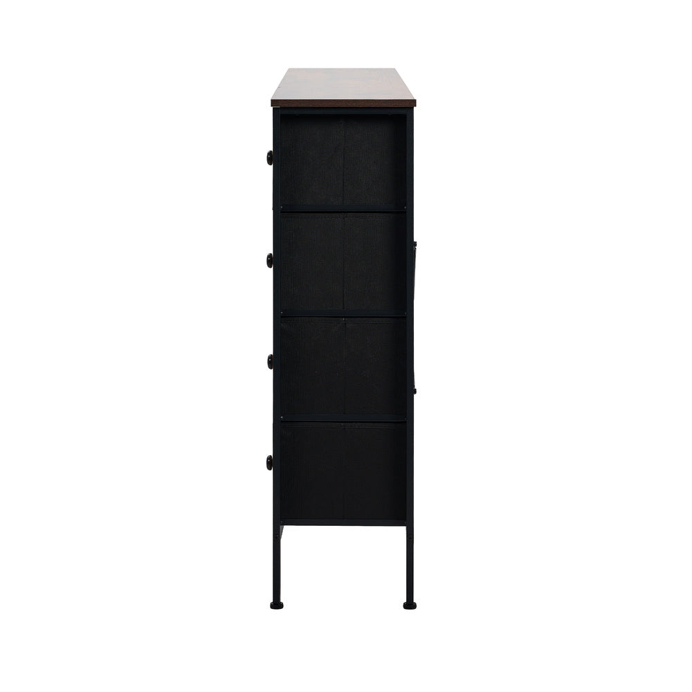 6-Drawer Chest Rattan Fabric Dresser Tallboy Retro Vintage Bedroom Storage | Rattan finish - photo 14