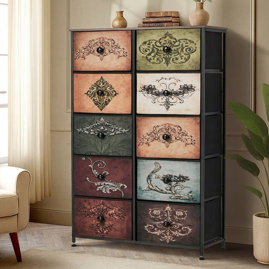 10 Chest Of Drawers Retro Tallboy Printed Foldable Fabric - Cod Vin