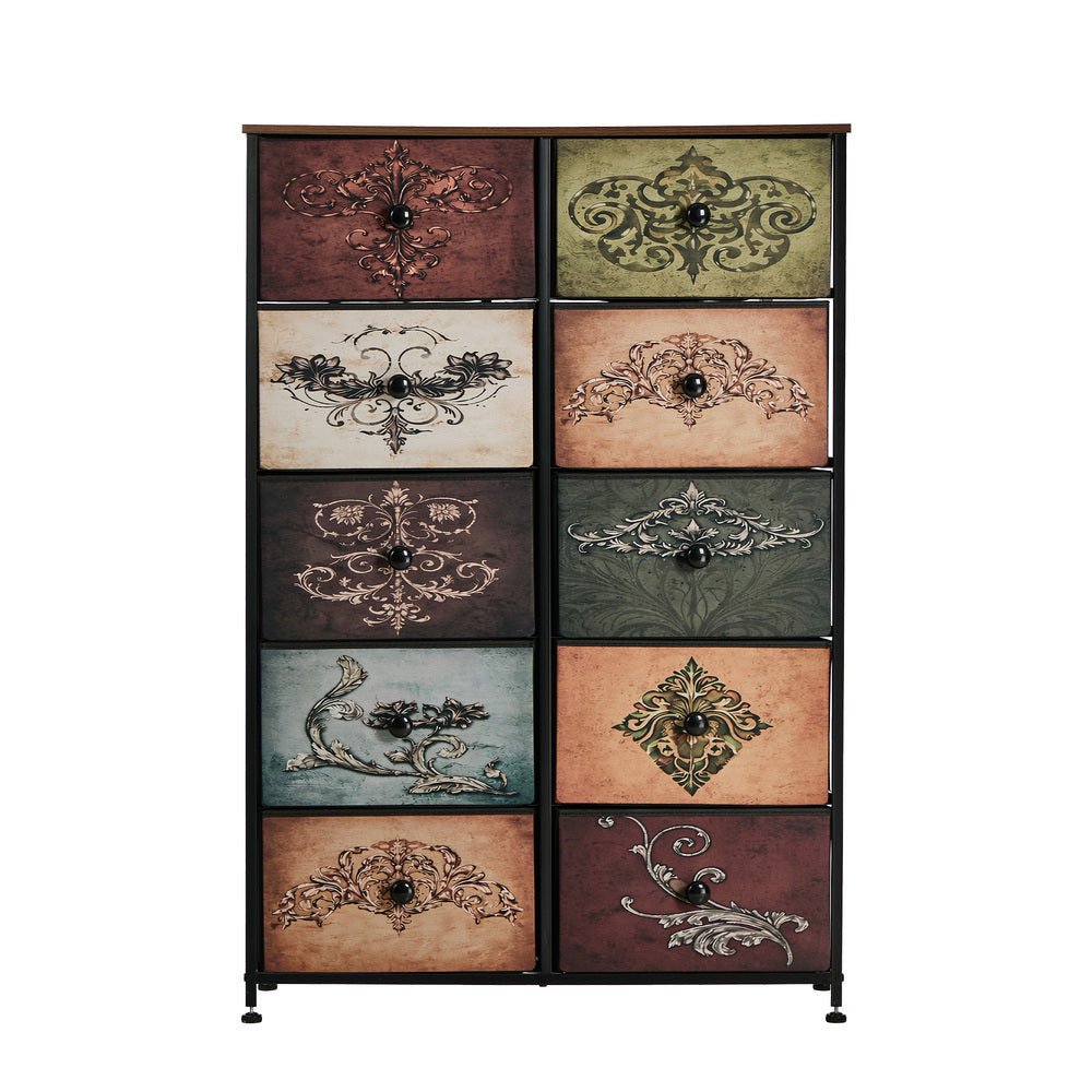 10 Chest Of Drawers Retro Tallboy Printed Foldable Fabric
