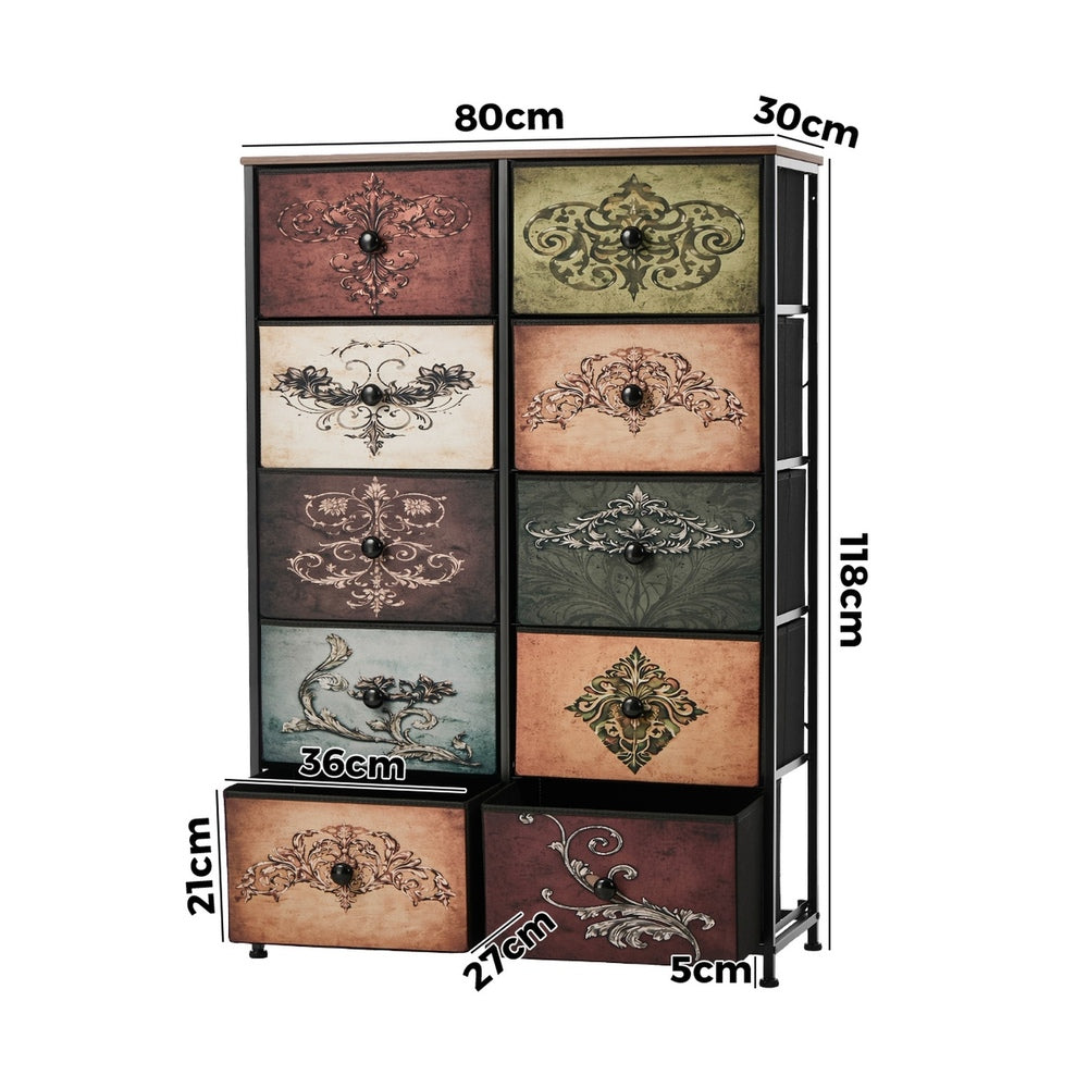 10 Chest Of Drawers Retro Tallboy Printed Foldable Fabric