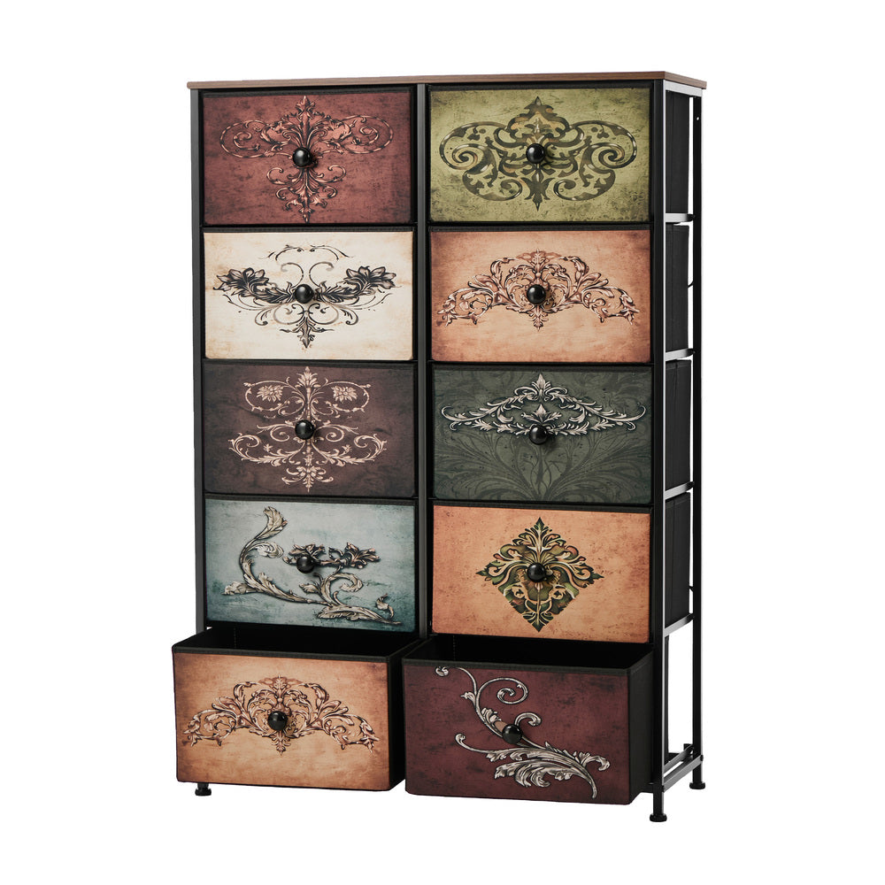10 Chest Of Drawers Retro Tallboy Printed Foldable Fabric