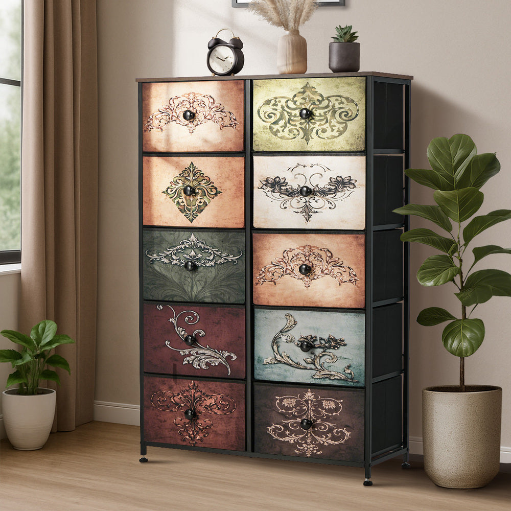 10 Chest Of Drawers Retro Tallboy Printed Foldable Fabric