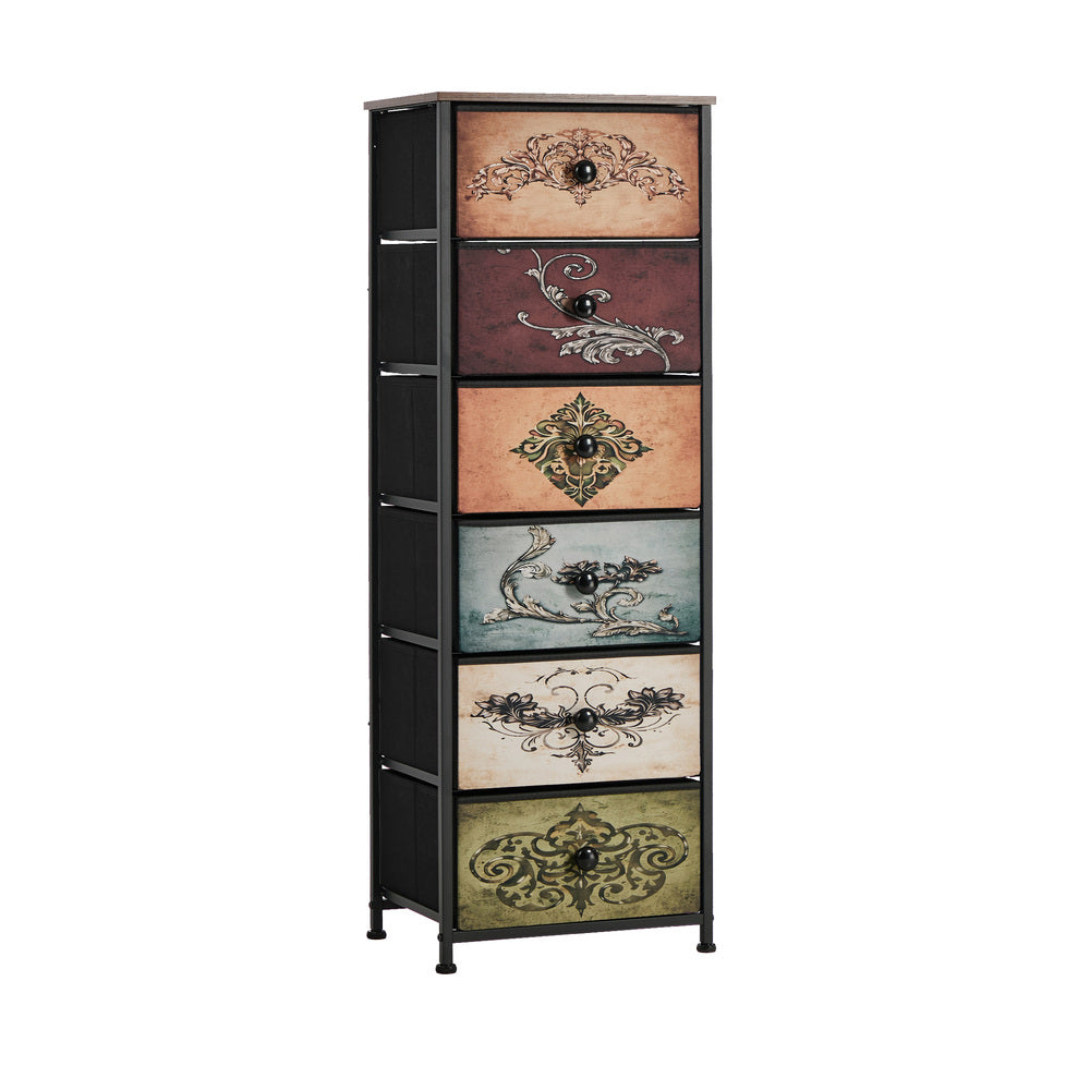 6 Drawer Retro Tallboy Fabric Storage | Simpledeals