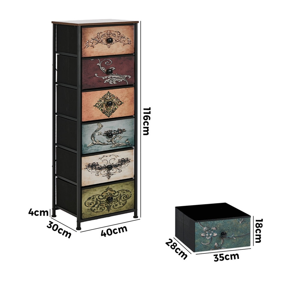 6 Drawer Retro Tallboy Fabric Storage | Simpledeals