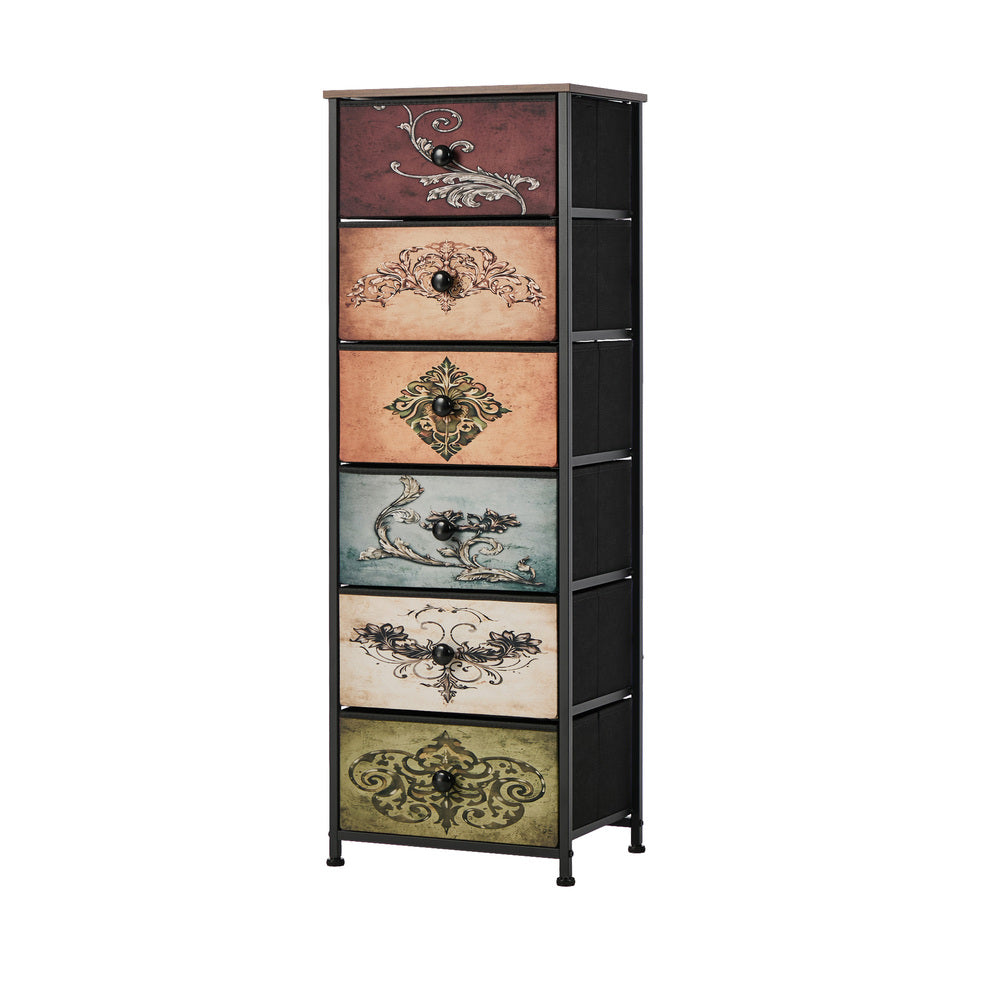 6 Drawer Retro Tallboy Fabric Storage | Simpledeals