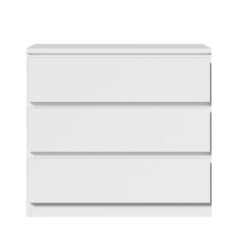 3 Chest of Drawers Lowboy Handle-Free White