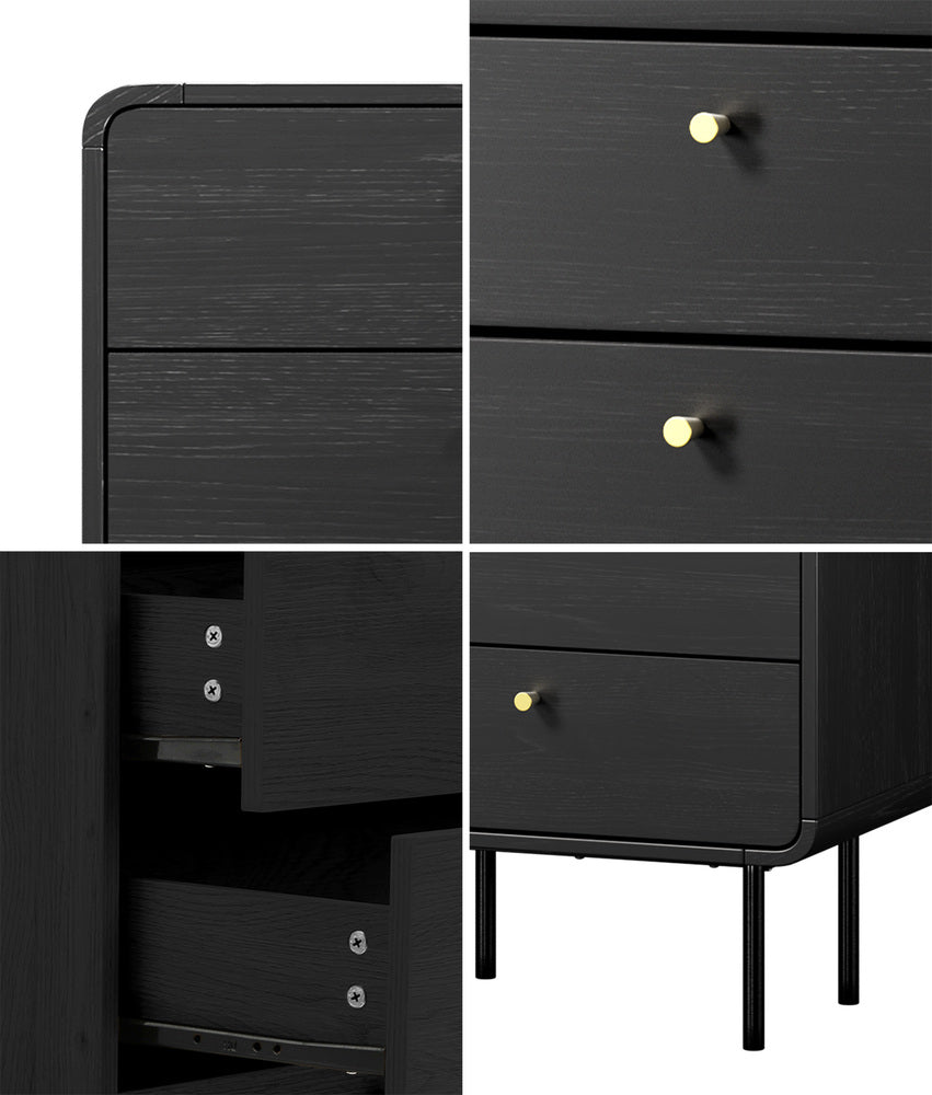 5 Chest of Drawers Dresser Tallboy Wooden Handle Natural & Black