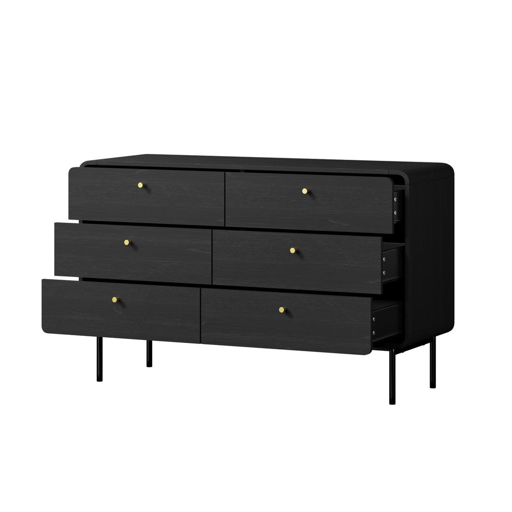 6-Drawer Chest of Drawers Tallboy Storage Cabinet Dresser Black